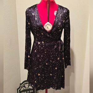 Topshop Celestial Starry Night Purple Star Pattern Dress